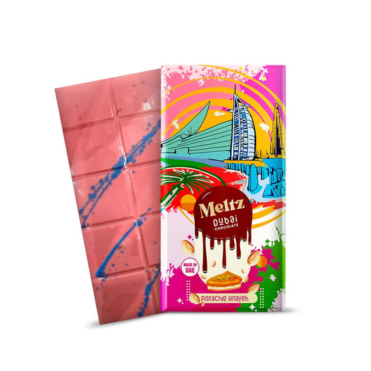 Meltz Pink Original Dubai Schokolade - Pistazien knafeh - Made in Dubai 145g - Candyshop.ch
