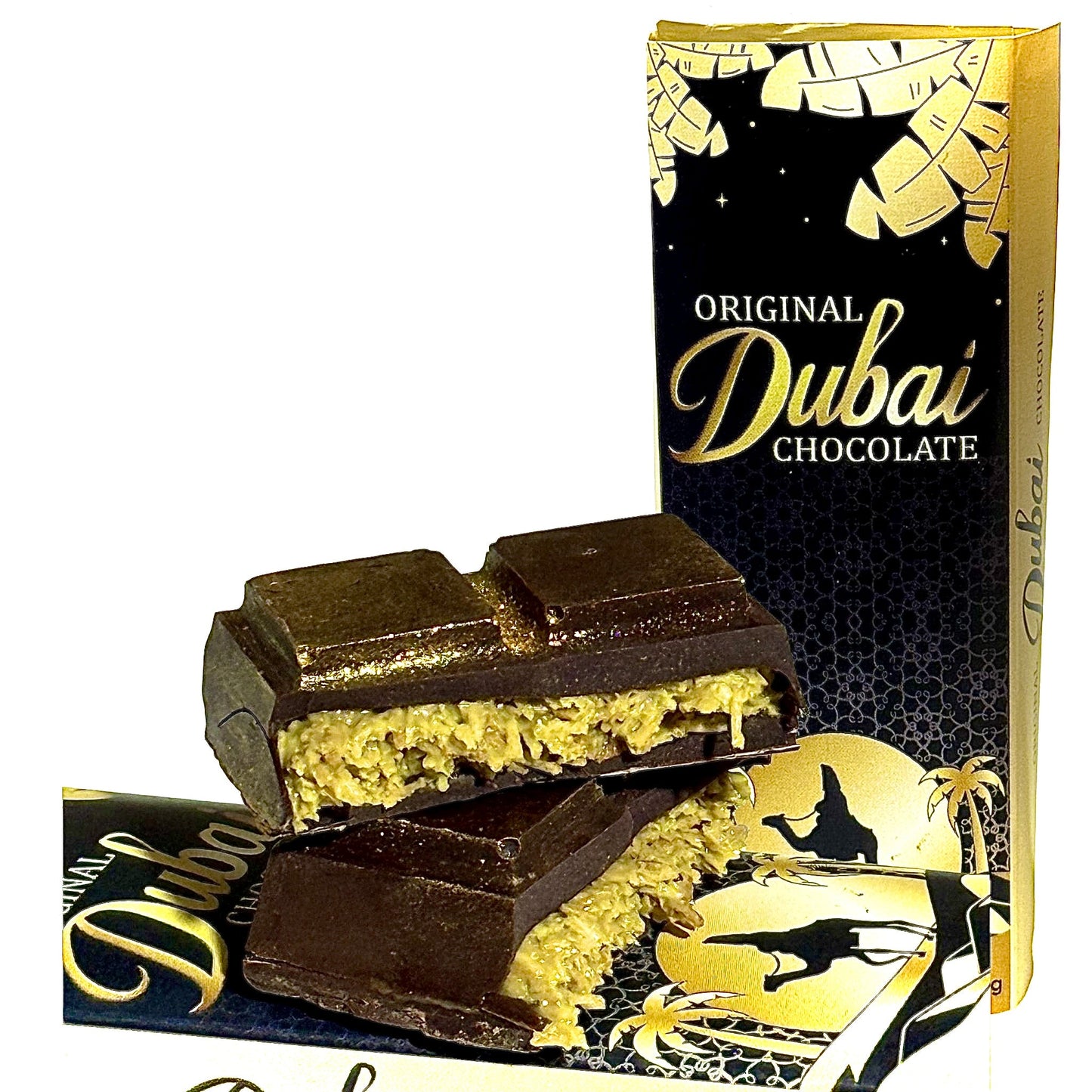 Original Dubai Schokolade (24k Goldstaub) 54,5% feinste Callebaut Zartbitterschokolade MHD 05/2025 - Candyshop.ch