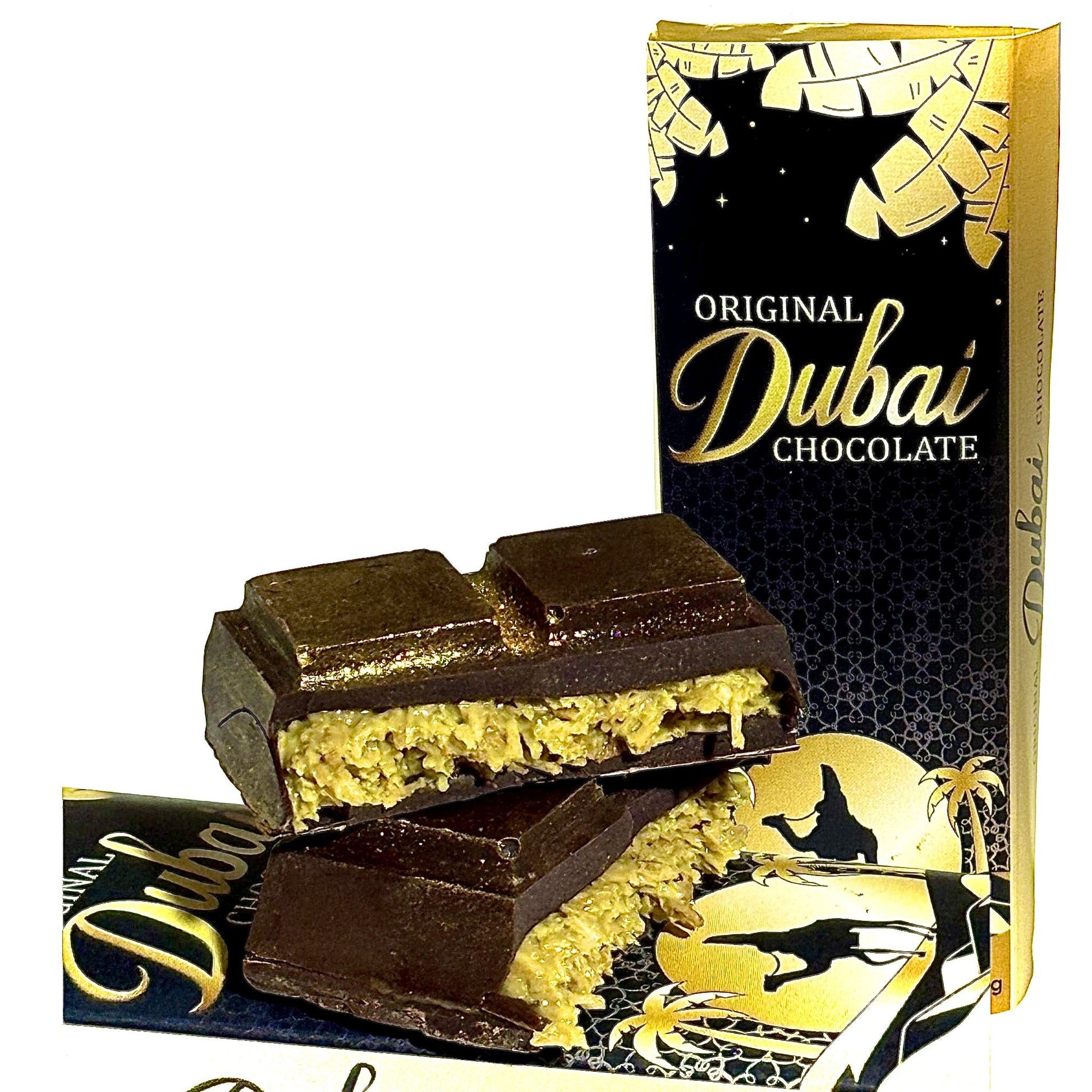 Original Dubai Schokolade (24k Goldstaub) 54,5% feinste Callebaut Zartbitterschokolade MHD 05/2025 - Candyshop.ch