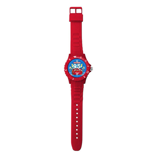 CARTOON CARS RED - SILICON WRIST WATCH Kinder Quarzuhr aus Kunststoff mit Silikonarmband 33 mm – Produktansicht
