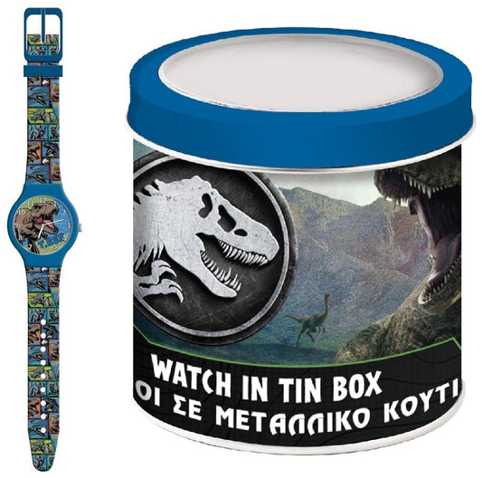 CARTOON JURASSIC PARK - Tin Box Kinder Quarzuhr aus Kunststoff 33 mm 570996 – Produktansicht