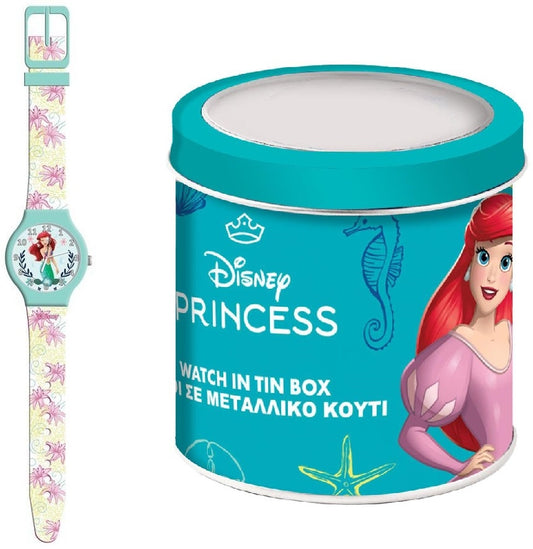 CARTOON LITTLE MARMAID - Tin Box Kinder Quarzuhr aus Kunststoff 33 mm 564603 – Produktansicht