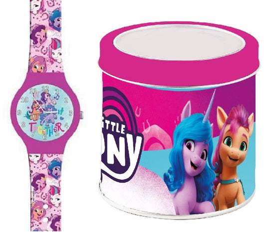 CARTOON LITTLE PONY - Tin Box Kinder Quarzuhr aus Kunststoff mit Silikonarmband 32 mm 483107 – Produktansicht