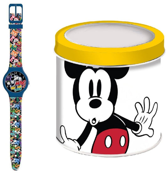 CARTOON MICKEY MOUSE - Tin Box Kinder Quarzuhr aus Kunststoff 33 mm 563506 – Produktansicht