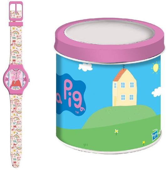 CARTOON PEPPA PIG - Tin Box Kinder Quarzuhr aus Kunststoff 33 mm 482785 – Produktansicht