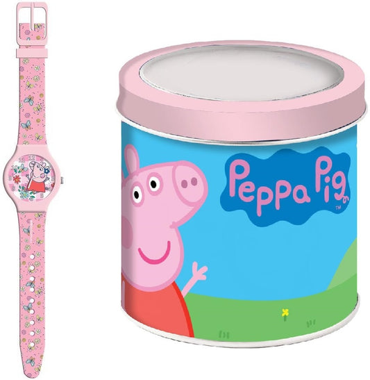 CARTOON PEPPA PIG - Tin Box Kinder Quarzuhr aus Kunststoff 33 mm 482823 – Produktansicht