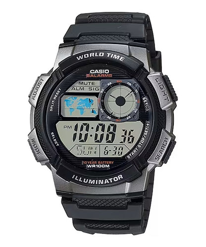 CASIO COLLECTION & VINTAGE Herren Quarzuhr aus Kunststoff mit Resin 45 mm AE-1000W-1BVDF – Produktansicht