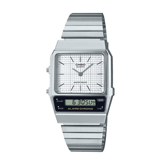 CASIO COLLECTION & VINTAGE AQ-800E-7AEF Dual Time Armbanduhr 40 mm Weiss