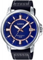 CASIO COLLECTION & VINTAGE BOLD - BLUE Herren Quarzuhr mit Datum aus Edelstahl mit Lederarmband – Seitenansicht
