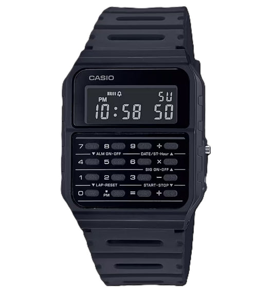CASIO COLLECTION & VINTAGE CALCULATOR EDGY COLLECTION - FULL BLACK Unisex Quarzuhr aus – Produktansicht