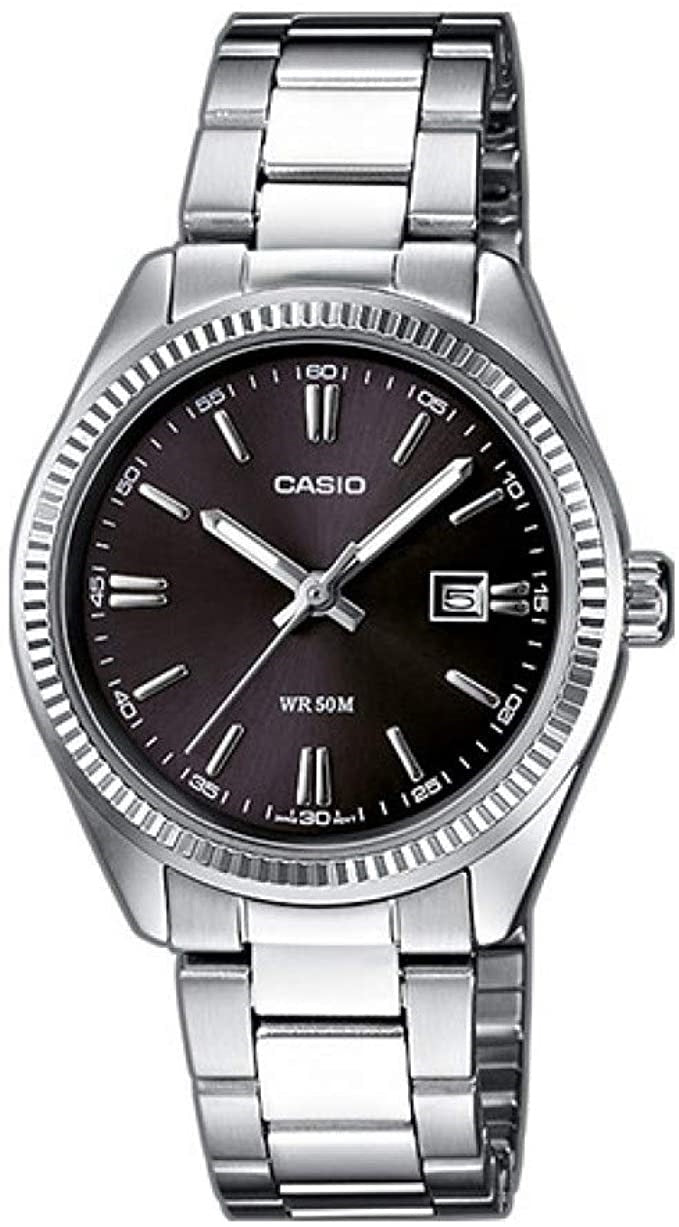 CASIO COLLECTION & VINTAGE DATE - BLACK Herren Quarzuhr mit Datum aus Edelstahl mit SS Bracelet – Produktansicht