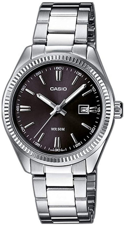 CASIO COLLECTION & VINTAGE DATE - BLACK Herren Quarzuhr mit Datum aus Edelstahl mit SS Bracelet – Produktansicht
