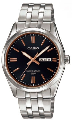 CASIO COLLECTION & VINTAGE DATE - BLACK MTP-1335D-1A2VDF Day & Date Armbanduhr 38 mm Schwarz