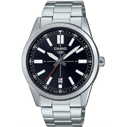 CASIO COLLECTION & VINTAGE DATE - BLACK Herren Quarzuhr mit Datum aus Edelstahl mit SS Bracelet – Produktansicht