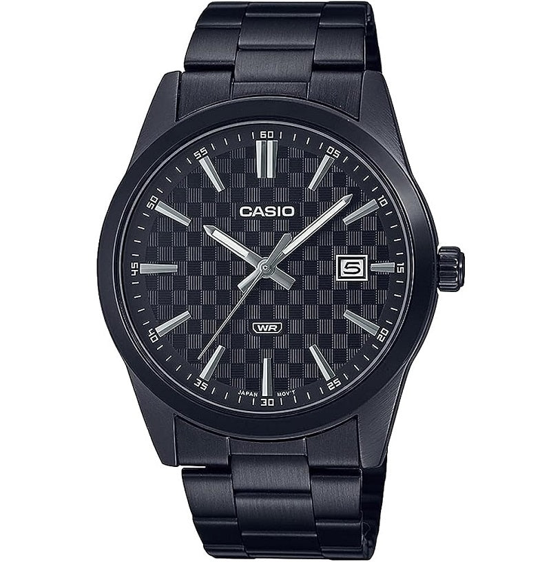 CASIO COLLECTION & VINTAGE DATE - CARBON LOOK - BLACK MTP-VD03B-1AUDF Date Armbanduhr 41 mm Schwarz
