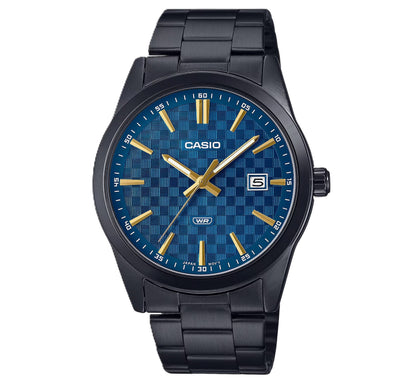 CASIO COLLECTION & VINTAGE DATE - CARBON LOOK - BLUE MTP-VD03B-2AUDF Date Armbanduhr 41 mm Schwarz ansicht-2