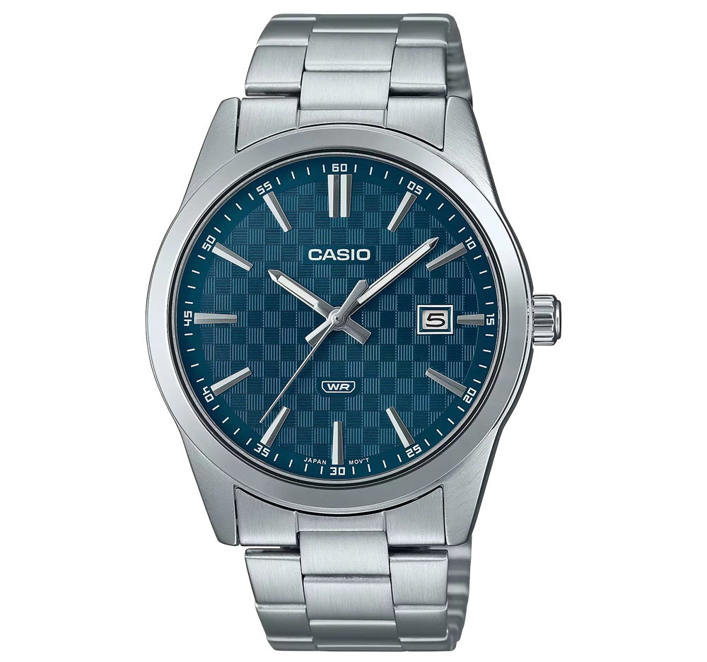 CASIO COLLECTION & VINTAGE DATE - CARBON LOOK - PETROL BLUE MTP-VD03D-2A2UDF Date Armbanduhr 41 mm Blau