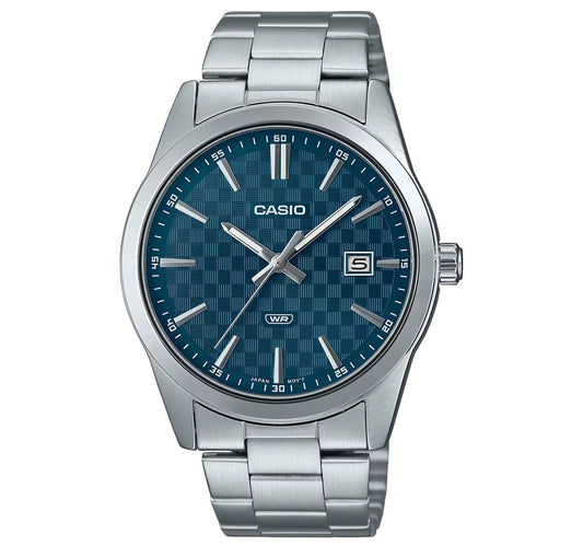 CASIO COLLECTION & VINTAGE DATE - CARBON LOOK - PETROL BLUE Herren Quarzuhr mit Datum aus – Produktansicht