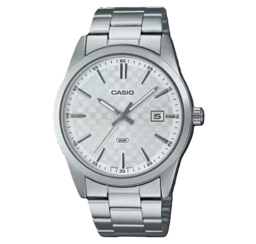CASIO COLLECTION & VINTAGE DATE - CARBON LOOK - SILVER Herren Quarzuhr mit Datum aus Edelstahl – Produktansicht