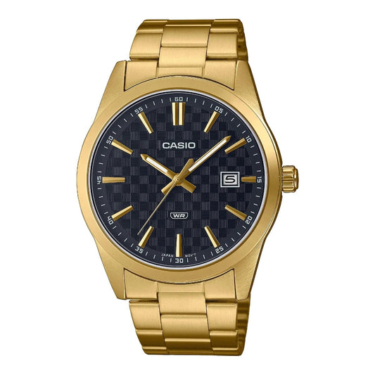 CASIO COLLECTION & VINTAGE DATE GOLD - CARBON LOOK - BLACK Herren Quarzuhr mit Datum aus – Produktansicht