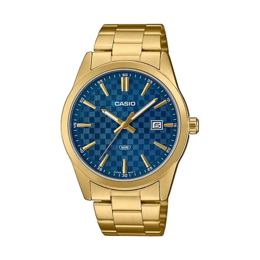 CASIO COLLECTION & VINTAGE DATE GOLD - CARBON LOOK - BLUE Herren Quarzuhr mit Datum aus Metal – Produktansicht