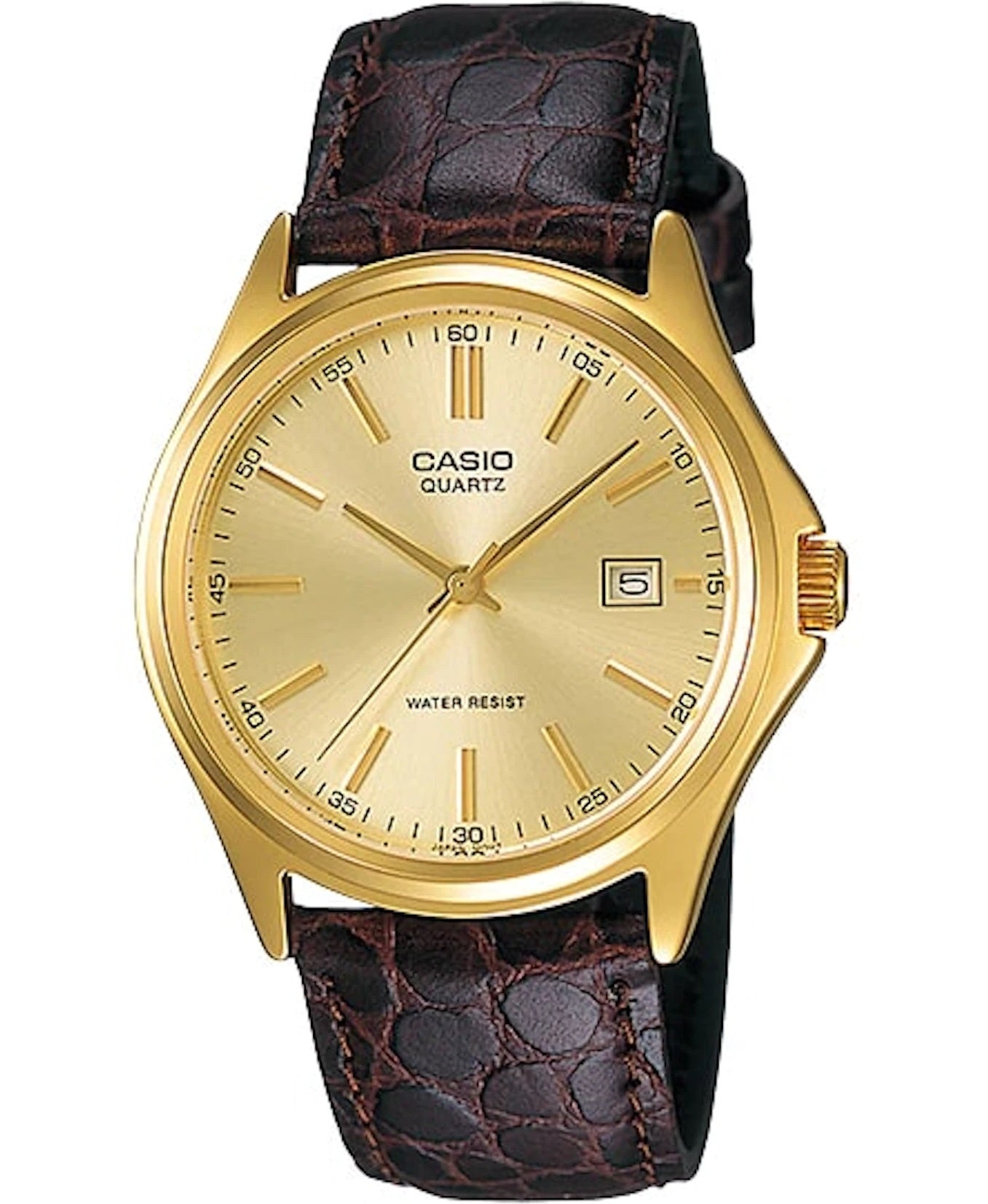 CASIO COLLECTION & VINTAGE DATE LEATHER - GOLD MTP-1183Q-9ADF Date Armbanduhr 38.5 mm Gold