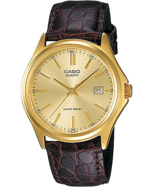 CASIO COLLECTION & VINTAGE DATE LEATHER - GOLD MTP-1183Q-9ADF Date Armbanduhr 38.5 mm Gold