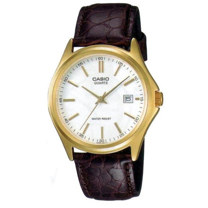 CASIO COLLECTION & VINTAGE DATE LEATHER - WHITE MTP-1183Q-7ADF Date Armbanduhr 38.5 mm Weiss