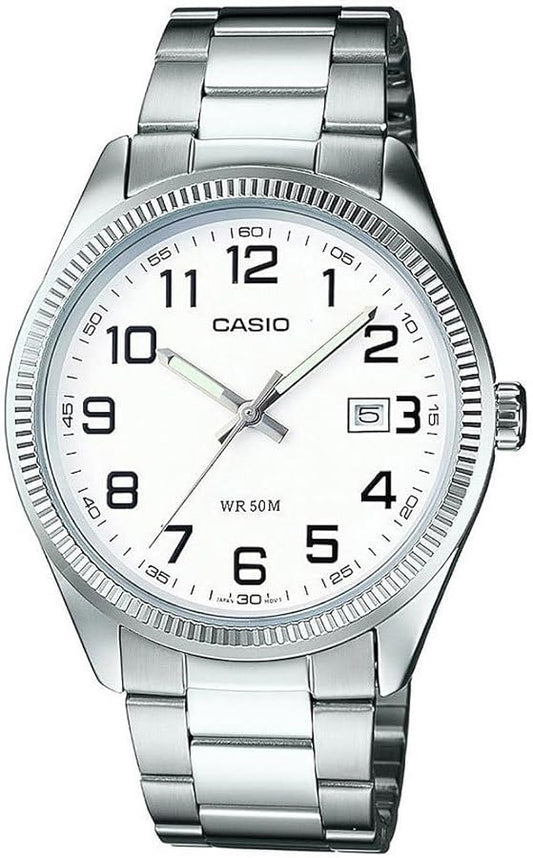 CASIO COLLECTION & VINTAGE DATE - WHITE Herren Quarzuhr mit Datum aus Edelstahl mit SS Bracelet – Produktansicht