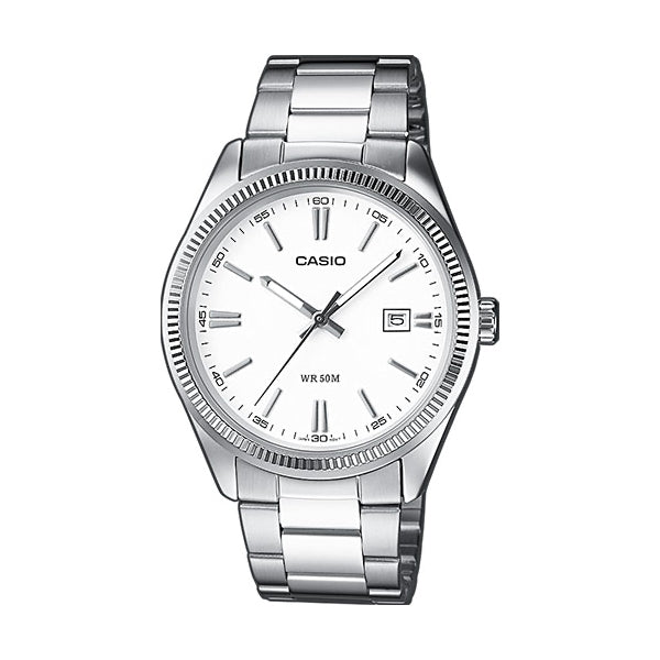 CASIO COLLECTION & VINTAGE DATE - WHITE MTP-1302PD-7A1VEF Date Armbanduhr 38.5 mm Weiss