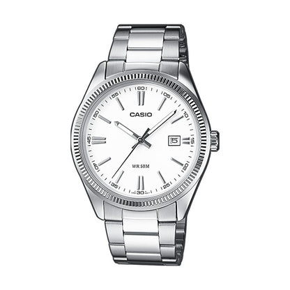CASIO COLLECTION & VINTAGE DATE - WHITE MTP-1302PD-7A1VEF Date Armbanduhr 38.5 mm Weiss