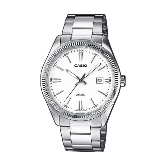 CASIO COLLECTION & VINTAGE DATE - WHITE MTP-1302PD-7A1VEF Date Armbanduhr 38.5 mm Weiss
