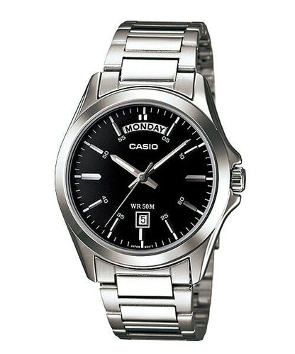 CASIO COLLECTION & VINTAGE DAY DATE - BLACK MTP-1370D-1A1VDF Day & Date Armbanduhr 45 mm Schwarz