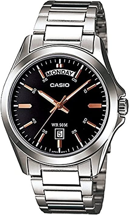 CASIO COLLECTION & VINTAGE DAY DATE - BLACK ROSE GOLD INDEX MTP-1370D-1A2VDF Day & Date Armbanduhr 45 mm Schwarz