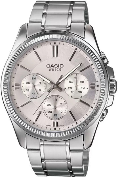 CASIO COLLECTION & VINTAGE DAY DATE MULTIFUNCTION - SILVER MTP-1375D-7AVDF Day - Date - 24H Armbanduhr 42 mm Silber