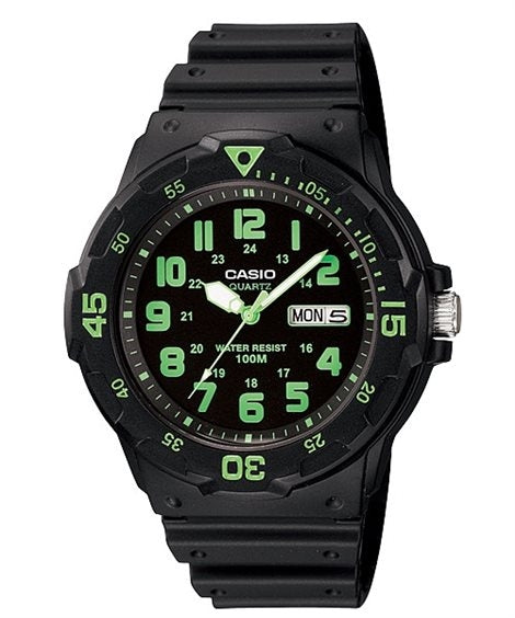 CASIO COLLECTION & VINTAGE DIVER 100M - BLACK Herren Quarzuhr mit Datum aus Kunststoff mit – Produktansicht