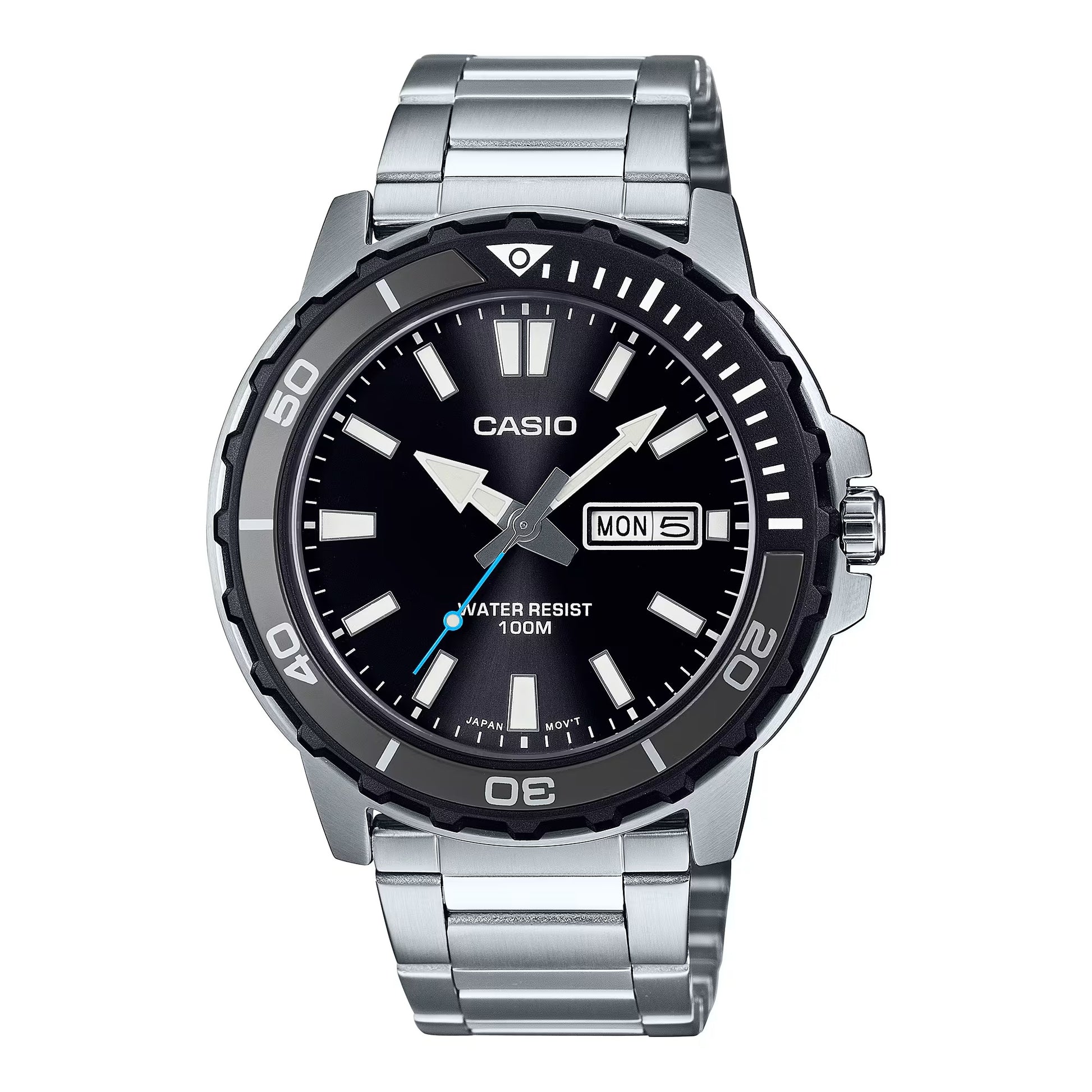 CASIO COLLECTION & VINTAGE DIVER 100M - BLACK MTD-125D-1A3VDF Day & Date Armbanduhr 45.5 mm Schwarz