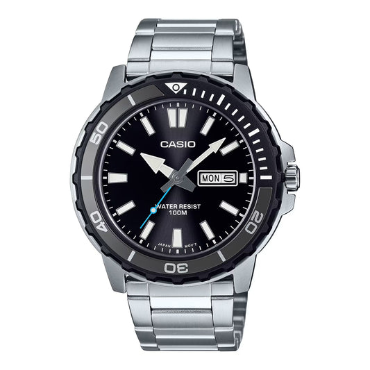 CASIO COLLECTION & VINTAGE DIVER 100M - BLACK MTD-125D-1A3VDF Day & Date Armbanduhr 45.5 mm Schwarz