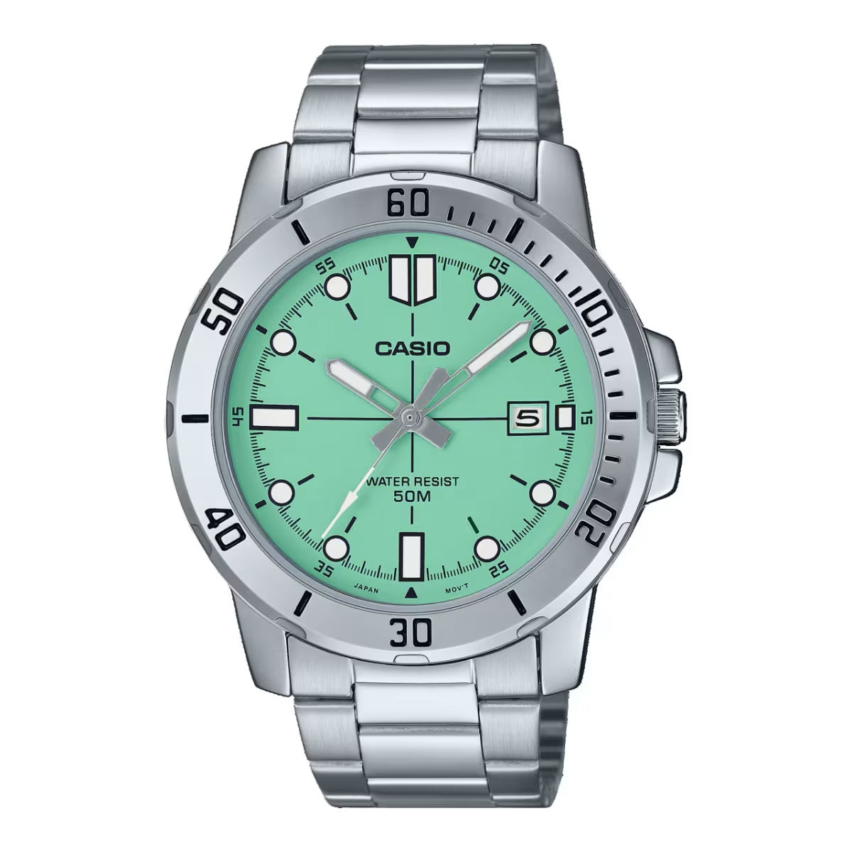 CASIO COLLECTION & VINTAGE DIVER 50M - AQUA GREEN MTP-VD01D-3E1VUDF Date Armbanduhr 45 mm Grün