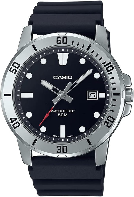 CASIO COLLECTION & VINTAGE DIVER 50M - BLACK Herren Quarzuhr mit Datum aus Edelstahl mit – Produktansicht