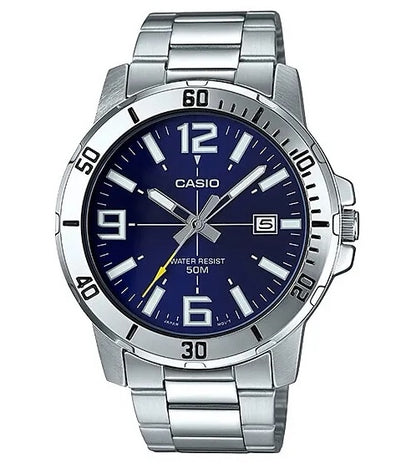 CASIO COLLECTION & VINTAGE DIVER 50M - BLUE Herren Quarzuhr mit Datum aus Edelstahl mit SS – Produktansicht