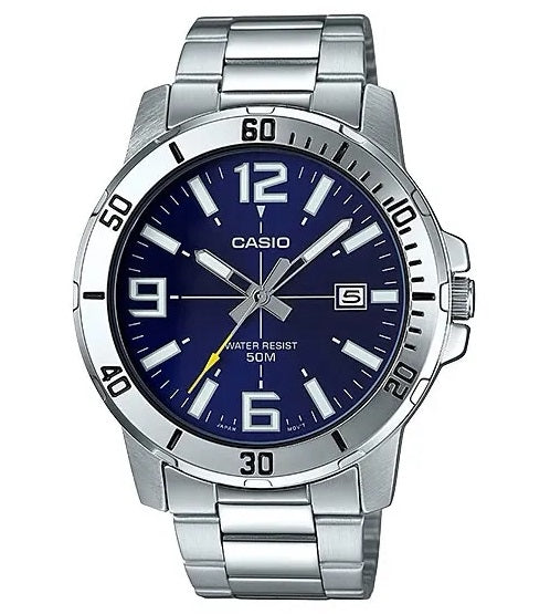 CASIO COLLECTION & VINTAGE DIVER 50M - BLUE MTP-VD01D-2BVUDF Date Armbanduhr 45 mm Blau