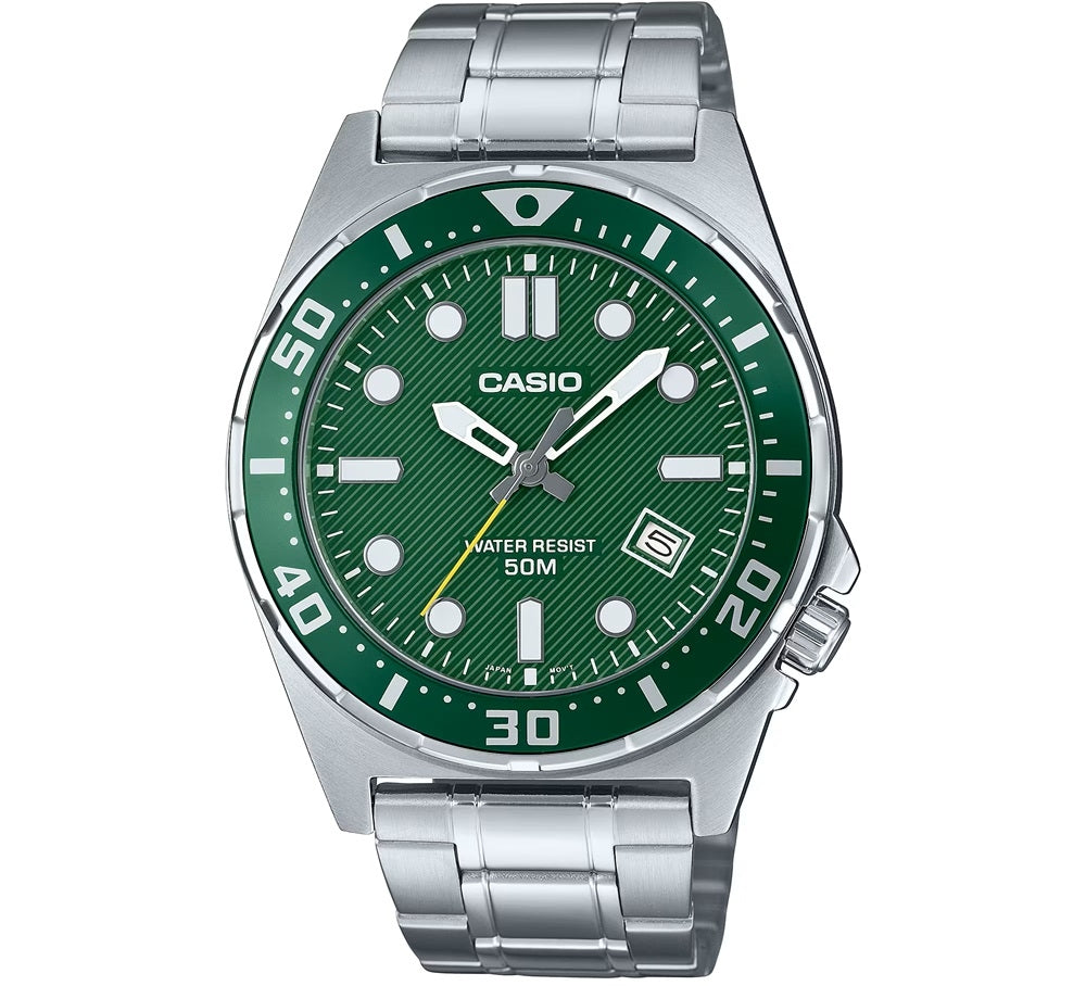 CASIO COLLECTION & VINTAGE DIVER 50M - FOREST GREEN MTD-135D-3AVDF Date Armbanduhr 43.5 mm Grün