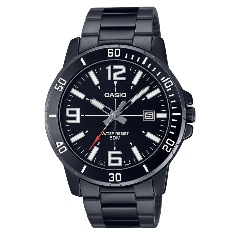 CASIO COLLECTION & VINTAGE DIVER 50M - FULL BLACK MTP-VD01B-1BVUDF Date Armbanduhr 45 mm Schwarz