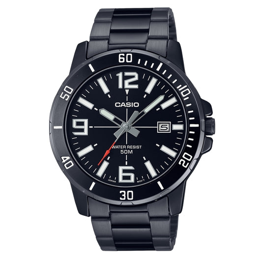 CASIO COLLECTION & VINTAGE DIVER 50M - FULL BLACK MTP-VD01B-1BVUDF Date Armbanduhr 45 mm Schwarz