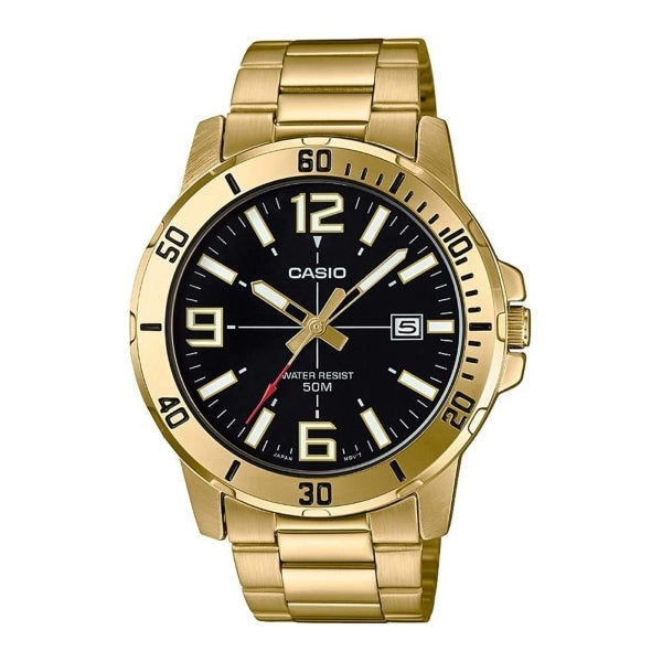 CASIO COLLECTION & VINTAGE DIVER 50M GOLD - BLACK MTP-VD01G-1BVUDF Date Armbanduhr 45 mm Schwarz