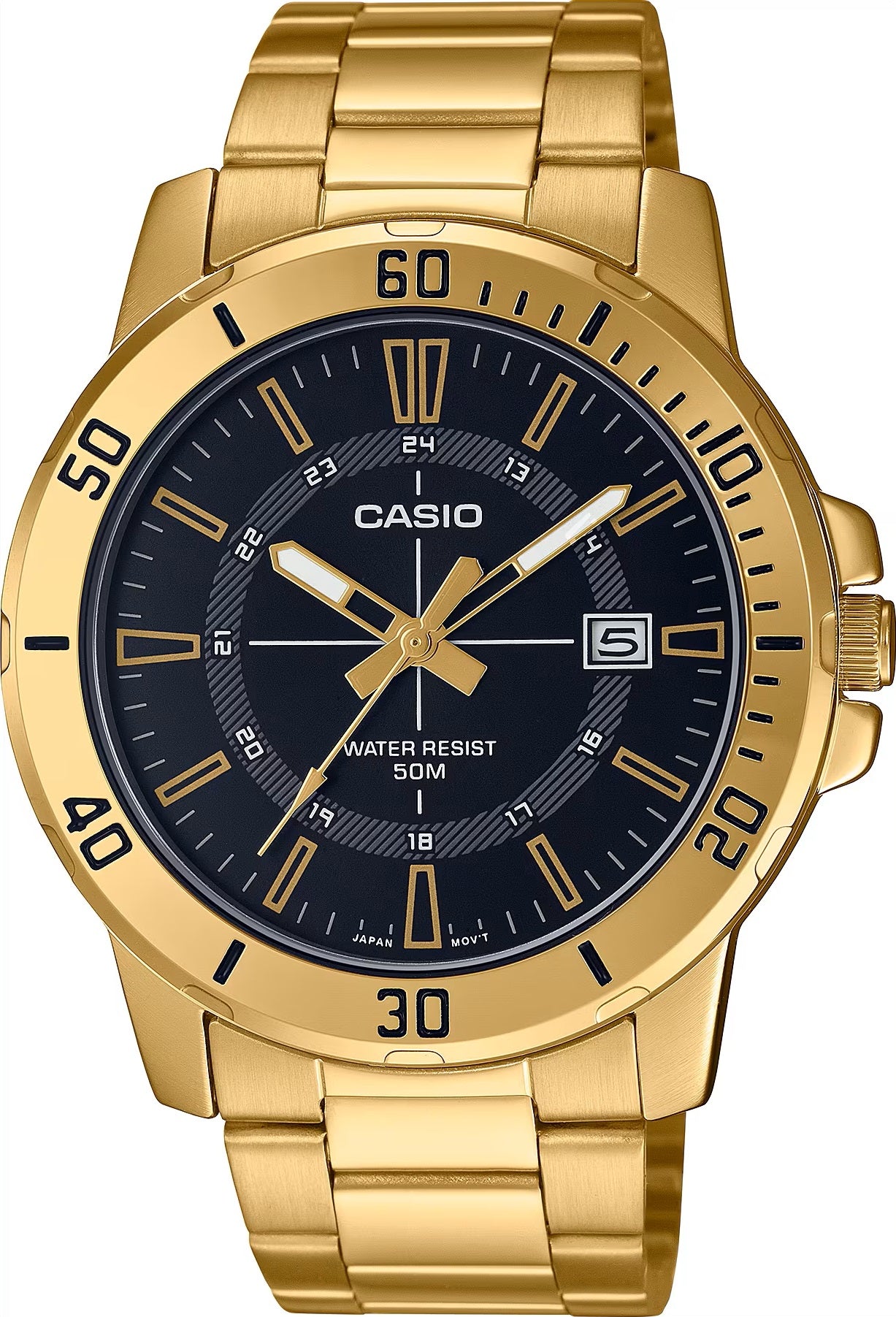 CASIO COLLECTION & VINTAGE DIVER 50M GOLD - BLACK MTP-VD01G-1CVUDF Date Armbanduhr 45 mm Schwarz