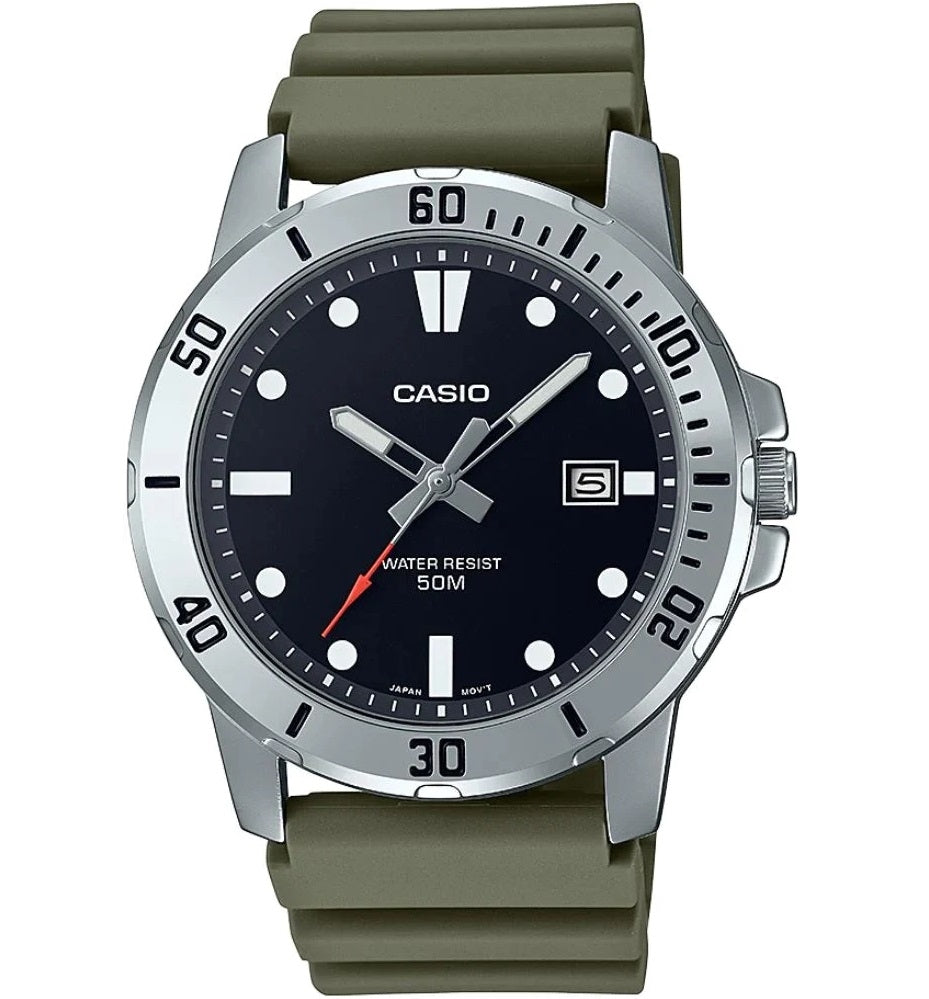 CASIO COLLECTION & VINTAGE DIVER 50M - GREEN MTP-VD01-3EVUDF Date Armbanduhr 45 mm Grün