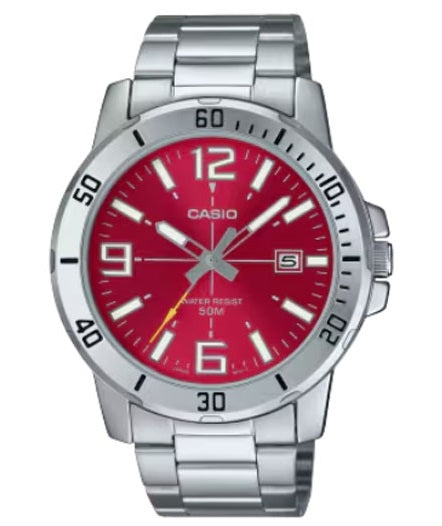 CASIO COLLECTION & VINTAGE DIVER 50M - RED Herren Quarzuhr mit Datum aus Edelstahl mit SS – Produktansicht