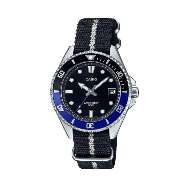 CASIO COLLECTION & VINTAGE DIVER COMPACT 50M - BLACK MDV-10C-1A2VEF Date Armbanduhr 38.5 mm Schwarz